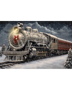 Fabric Photography Background Christmas Train / Backdrop 4228