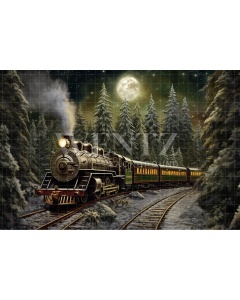 Fabric Photography Background Christmas Train / Backdrop 4230