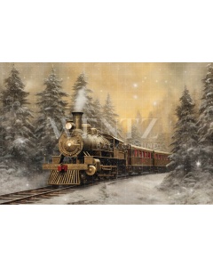 Fabric Photography Background Christmas Train / Backdrop 4231