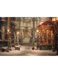 Fabric Photography Background Christmas Village / Backdrop 4237