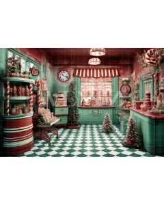 Fabric Photography Background Christmas Candy Store / Backdrop 4244