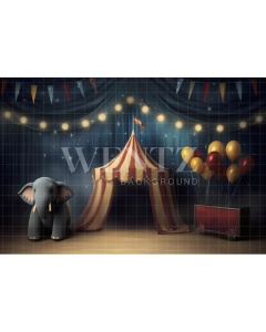 Fabric Photography Background Circus with Baby Elephant / Backdrop 4246