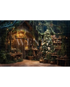 Fabric Photography Background Christmas Scenery with Tree / Backdrop 4260