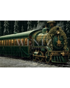 Fabric Photography Background Christmas Train / Backdrop 4263