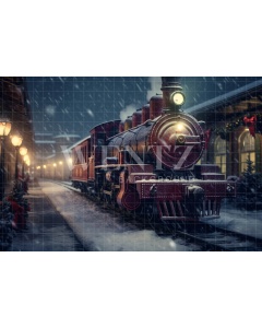 Fabric Photography Background Christmas Train / Backdrop 4264