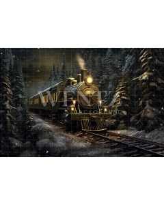 Fabric Photography Background Christmas Train / Backdrop 4265