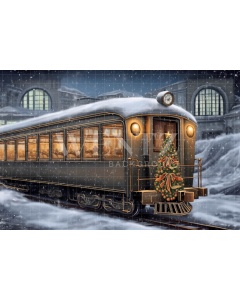 Fabric Photography Background Christmas Train / Backdrop 4266