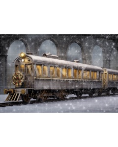 Fabric Photography Background Christmas Train / Backdrop 4267