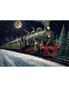 Fabric Photography Background Christmas Train / Backdrop 4268