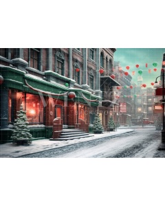 Fabric Photography Background Christmas Village / Backdrop 4277