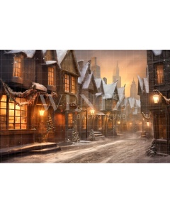 Fabric Photography Background Christmas Village / Backdrop 4278