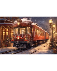 Fabric Photography Background Christmas Train / Backdrop 4284