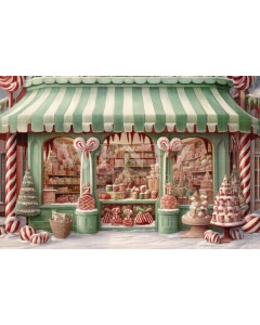 Fabric Photography Background Christmas Candy Shop / Backdrop 4293