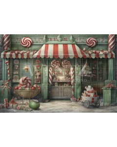 Fabric Photography Background Christmas Candy Shop / Backdrop 4295