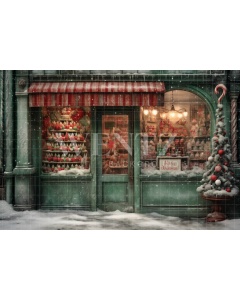 Fabric Photography Background Christmas Candy Shop / Backdrop 4296