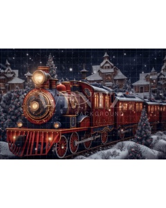 Fabric Photography Background Christmas Train / Backdrop 4301