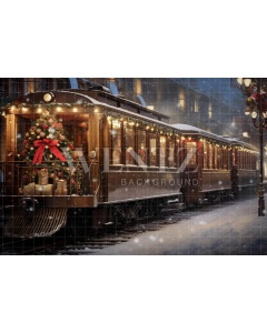 Fabric Photography Background Christmas Train / Backdrop 4302