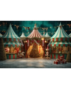 Fabric Photography Background Christmas Circus / Backdrop 4306