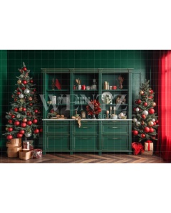 Fabric Photography Background Christmas Cabinet / Backdrop 4307