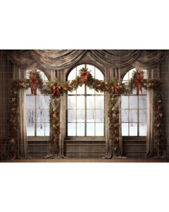 Fabric Photography Background Christmas Window / Backdrop 4311