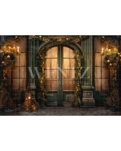 Fabric Photography Background Christmas Door / Backdrop 4314