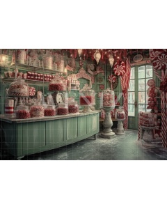 Fabric Photography Background Christmas Candy Shop / Backdrop 4318