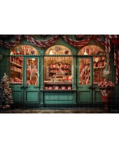 Fabric Photography Background Christmas Candy Shop / Backdrop 4319