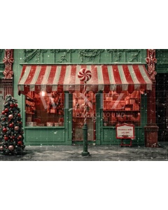 Fabric Photography Background Christmas Candy Shop / Backdrop 4320