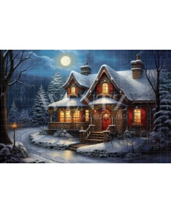 Fabric Photography Background Christmas House / Backdrop 4329