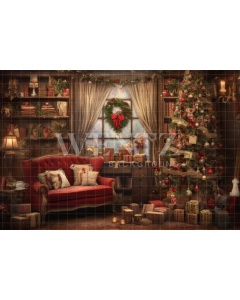 Fabric Photography Background Vintage Christmas Room / Backdrop 4330