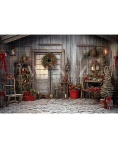 Fabric Photography Background Rustic Christmas Set / Backdrop 4335