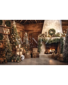 Fabric Photography Background Christmas Set with Fireplace / Backdrop 4343