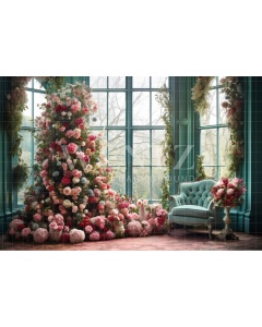 Fabric Photography Background Floral Christmas / Backdrop 4345