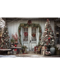 Fabric Photography Background Christmas Door / Backdrop 4350