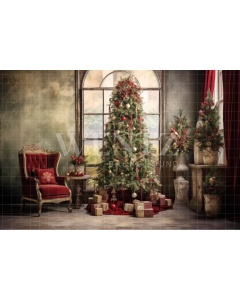 Fabric Photography Background Vintage Christmas Room / Backdrop 4354