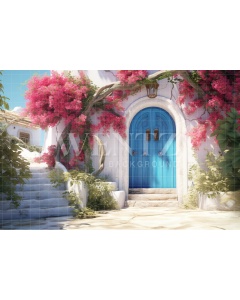 Fabric Photography Background Greek House / Backdrop 4368