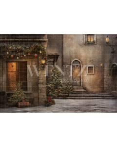 Fabric Photography Background Christmas Village / Backdrop 4370