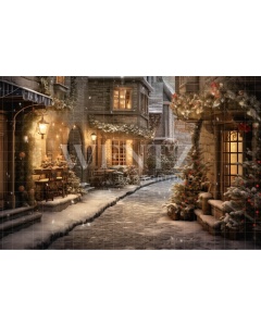 Fabric Photography Background Christmas Village / Backdrop 4372