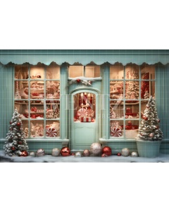 Fabric Photography Background Christmas Candy Shop / Backdrop 4374