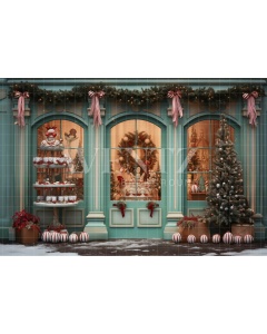 Fabric Photography Background Christmas Candy Shop / Backdrop 4375