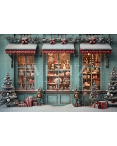 Fabric Photography Background Christmas Candy Shop / Backdrop 4376