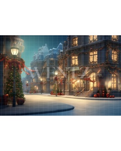 Fabric Photography Background Christmas Village / Backdrop 4378