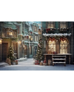 Fabric Photography Background Christmas Village / Backdrop 4382