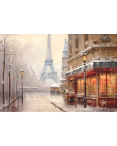 Fabric Photography Background Winter in Paris / Backdrop 4386