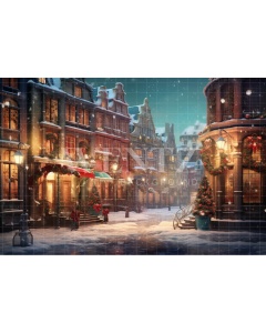 Fabric Photography Background Christmas Village / Backdrop 4387