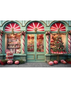 Fabric Photography Background Christmas Candy Shop / Backdrop 4389