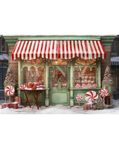 Fabric Photography Background Christmas Candy Shop / Backdrop 4391