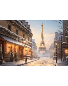 Fabric Photography Background Winter in Paris / Backdrop 4393