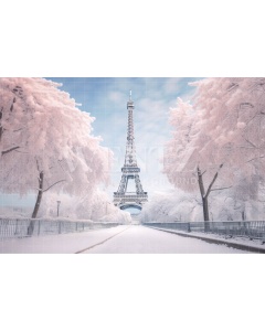 Fabric Photography Background Winter in Paris / Backdrop 4396