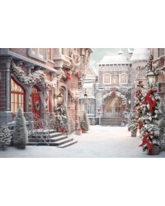 Fabric Photography Background Christmas Village / Backdrop 4398